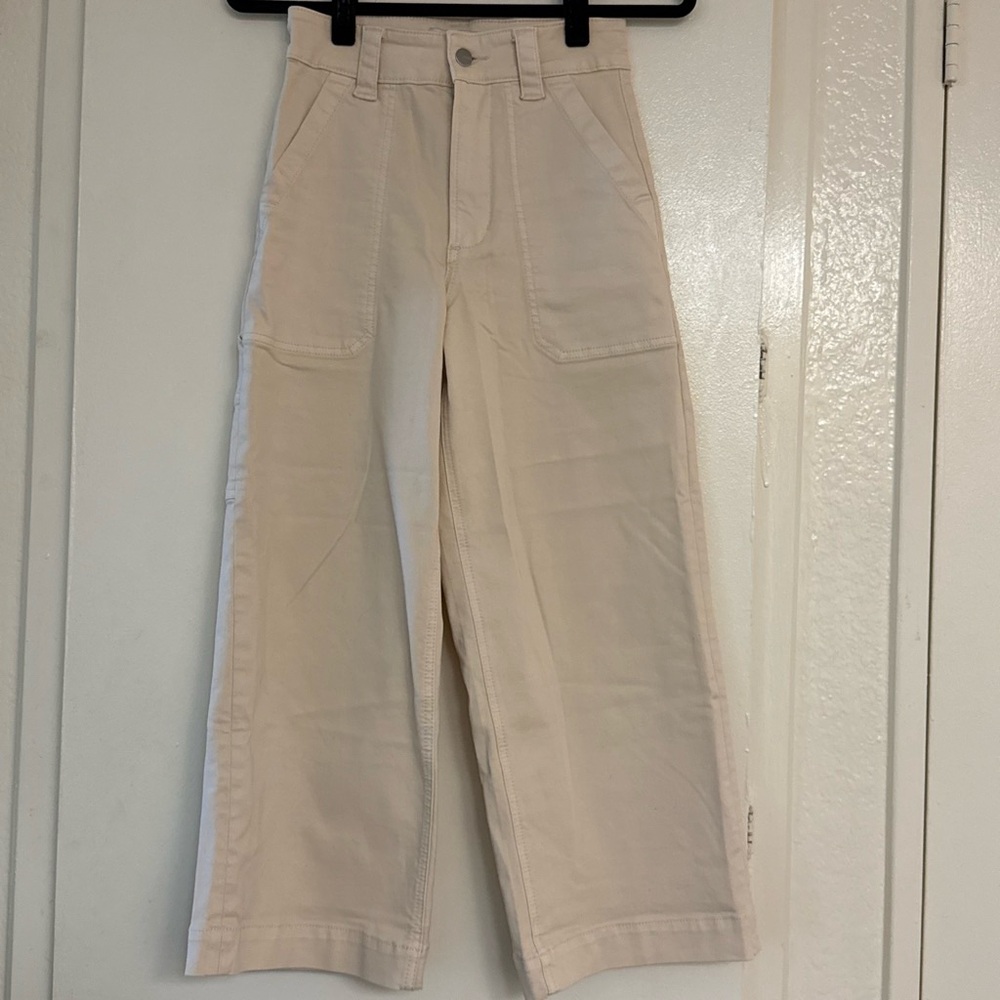 Joe's Jeans Cropped Wide-Leg Utility Jeans in Beige